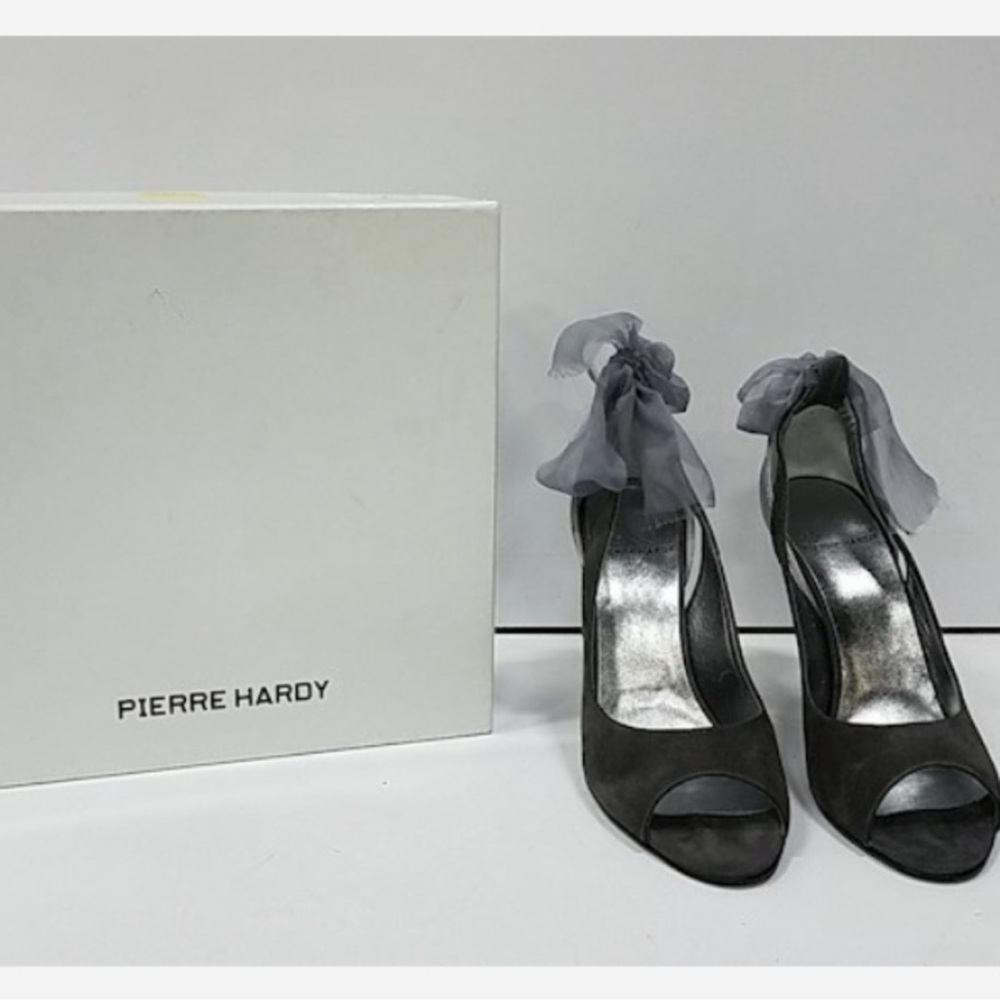 NEW PIERRE HARDY 1416 CHARCOAL SUEDE/SILVER HEELS - Picture 2 of 4